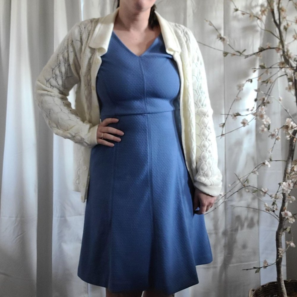 Ann Taylor Periwinkle Fit & Flare Mid Sleeve Dress - Picture 3 of 11